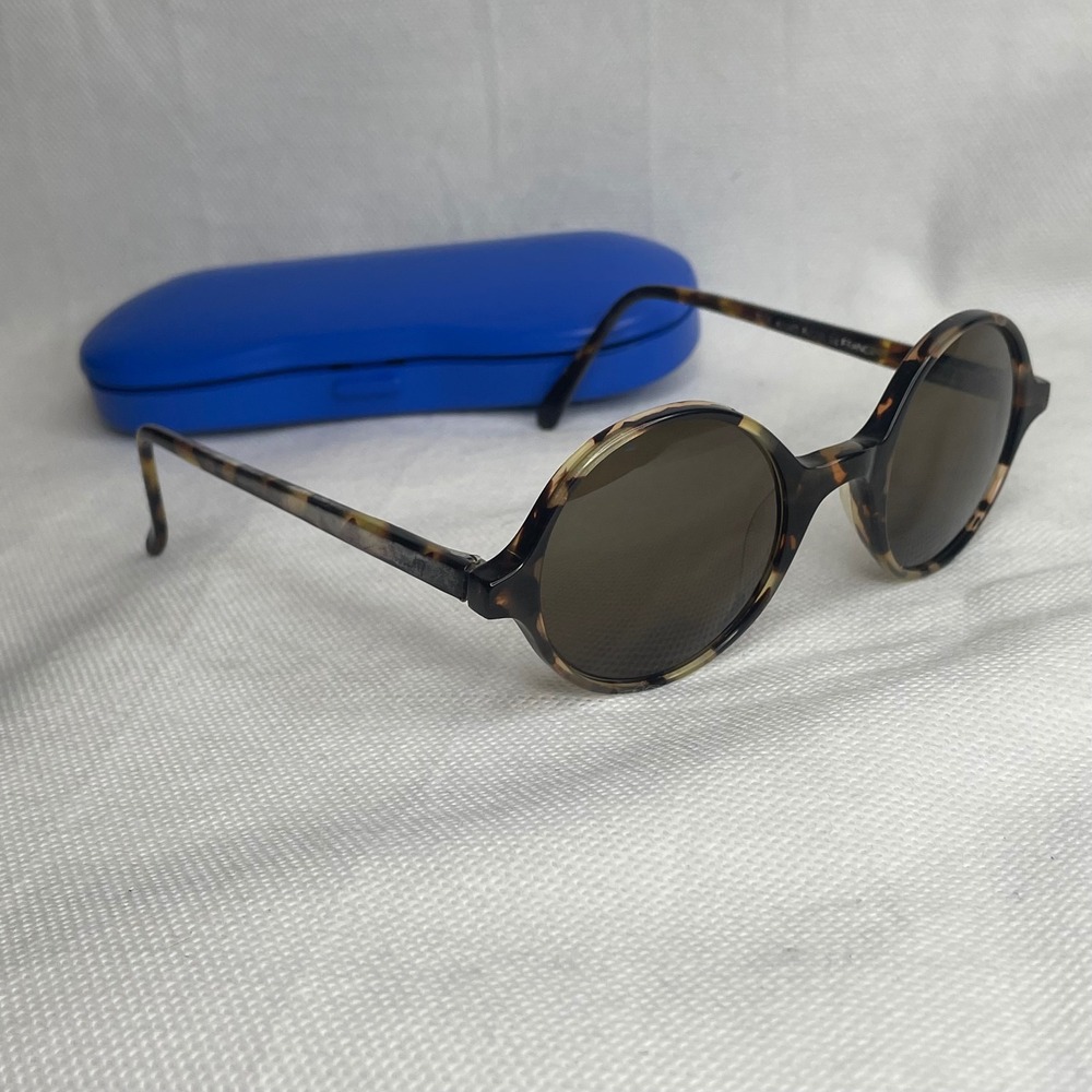 Vintage Joël Name Optique de Paris Round Sunglasses Tortoise Shell Amber Lens